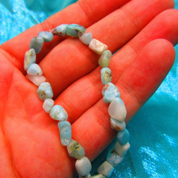 Larimar Nuggets 7" Stretchy Gemstone Bracelet - Picture 1 of 3